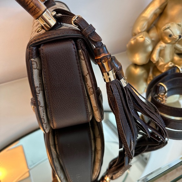 Gucci Bamboo 1947 Medium Original GG canvas w brown leather details & tassels - Picture 14 of 15